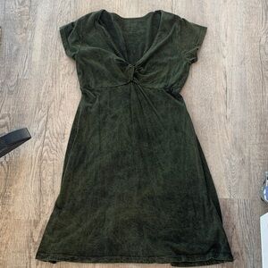 sahalie Olive Green Twist-Front Midi Dress size M
